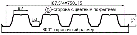 Фото: Профнастил Н75 х 750 - B (ПЭ-01-9003-0.65) в Истре