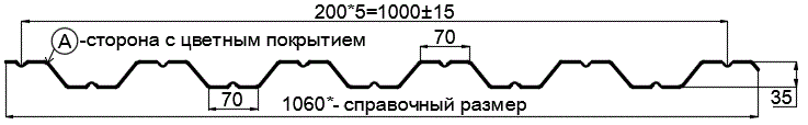 Фото: Профнастил НС35 х 1000 - A (ПЭ-01-1015-0.7) в Истре