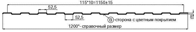 Фото: Профнастил С8 х 1150 - B (PureTech_Mat-20-7024-0,5) в Истре