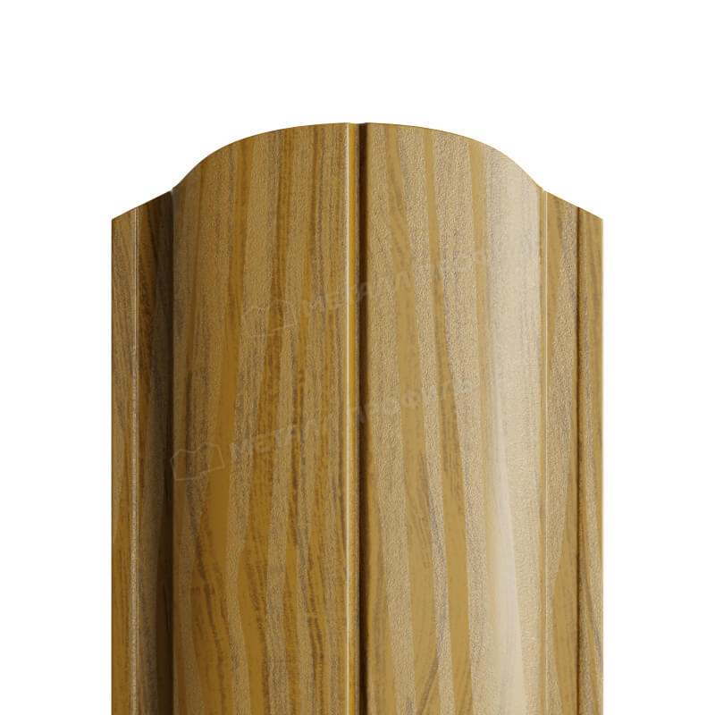 Штакетник металлический МП ELLIPSE-O 19х126 Двусторонний (ECOSTEEL_ТД-01-Золотой Дуб-0.5).